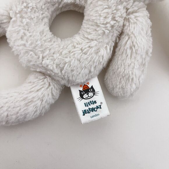 Little Jellycat Off-White Bunny Rabbit Plush Ring Rattle Lovey Toy Grabber 7'' - Picture 7 of 10